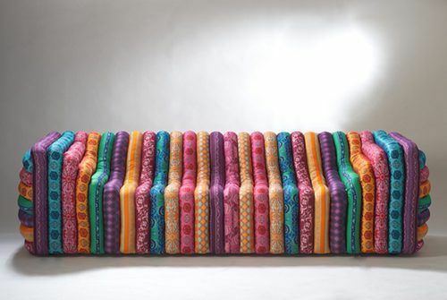 modernes wohnzimmer sofa retro design farbig gemustert