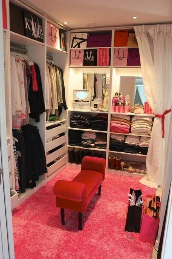 mädchenzimmer gestalten ankleideraum rosa teppich