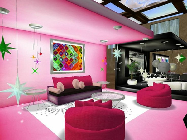 mädchenzimmer gestalten in rosa tolle dekoideen hocker