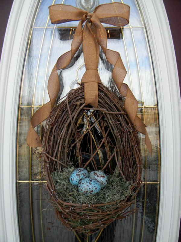ostern diy dekoration für haustür nest 