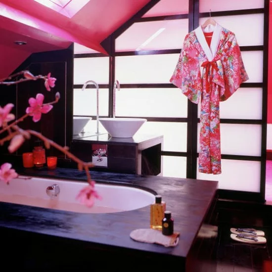 pink orientalisch japanisch badezimmer