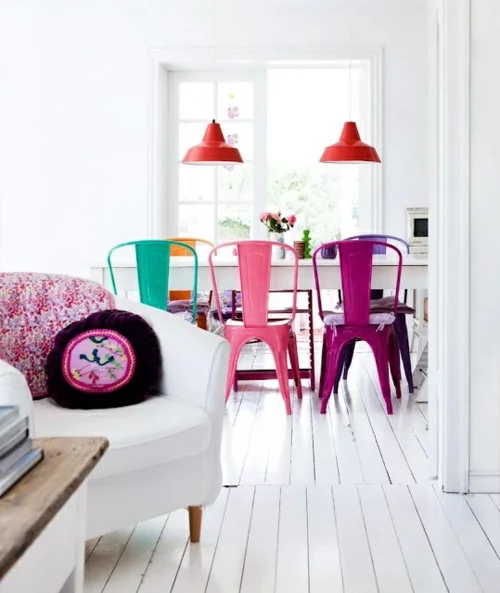 retro wohnzimmergestaltung ideen grelle farben farbgestaltung pop art inspiration