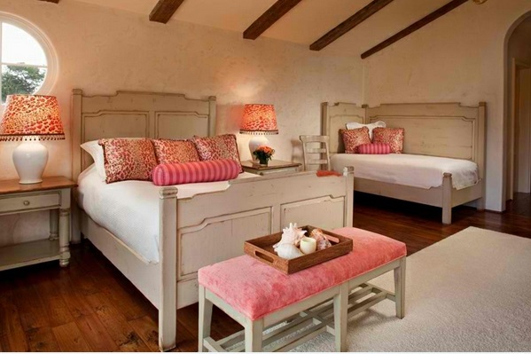 schlafzimmer ideen weiß und  rosa