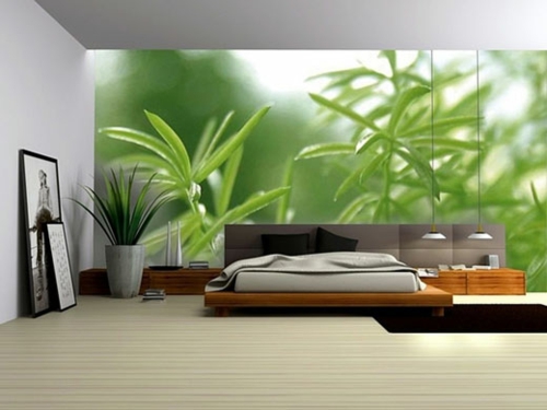schlafzimmer wandgestaltung fototapete asiatischer stil entspannend