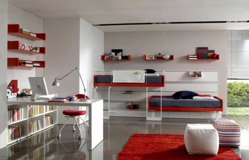 rote farbe farbgestaltung im jugendzimmer urban wohnstil 