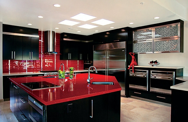 schwarz rot farben für küchenschränke atemberaubend klassisch charme glanz
