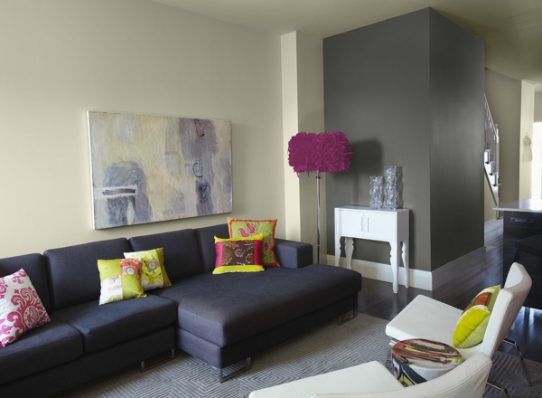 schwarz sofa farbe grau stehlampe pompös schöne wandfarben wohnzimmer
