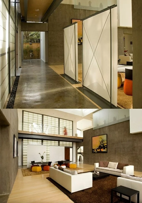 versteckt raumteiler ideen design wohnzimmer modern