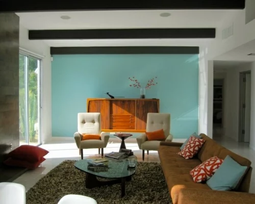 vintage wohnzimmer sofa wohnzimmergestaltung ideen retro flair wandfarbe