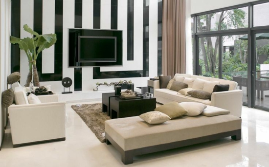 wandgestaltung modernes wohnzimmer wohnwand idee sofa