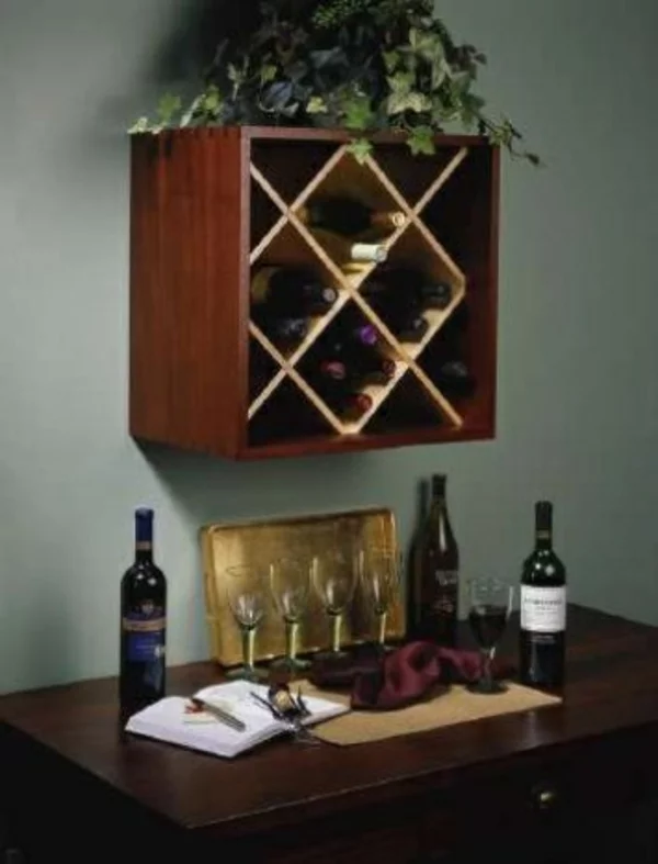 stilvolle DIY Idee für kleines Weinregal aus Holz