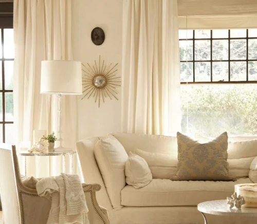 verschiedene texturen wohnzimmer gestalten weiß   