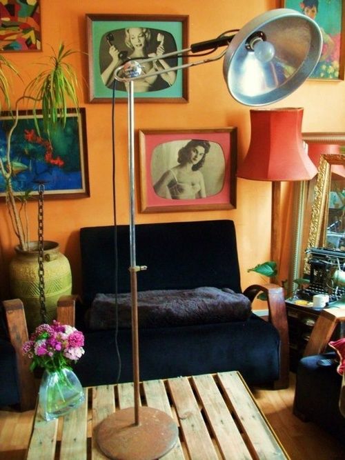 wohnzimmergestaltung ideen retro stil möbel wanddeko bilder