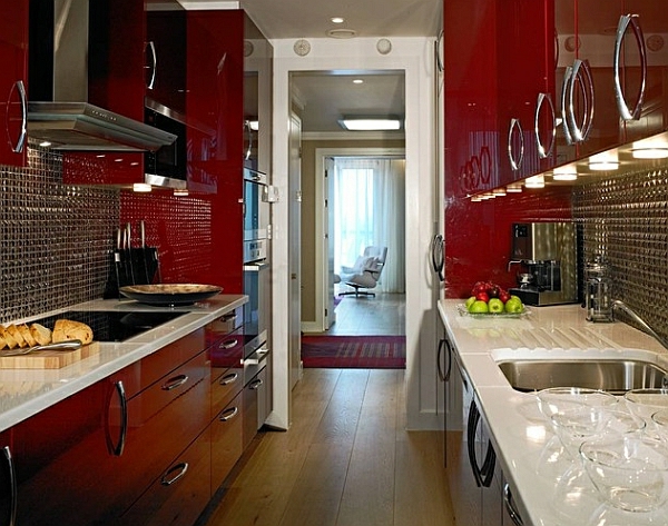zeitgenössische küchenschränke lackiert rot farben