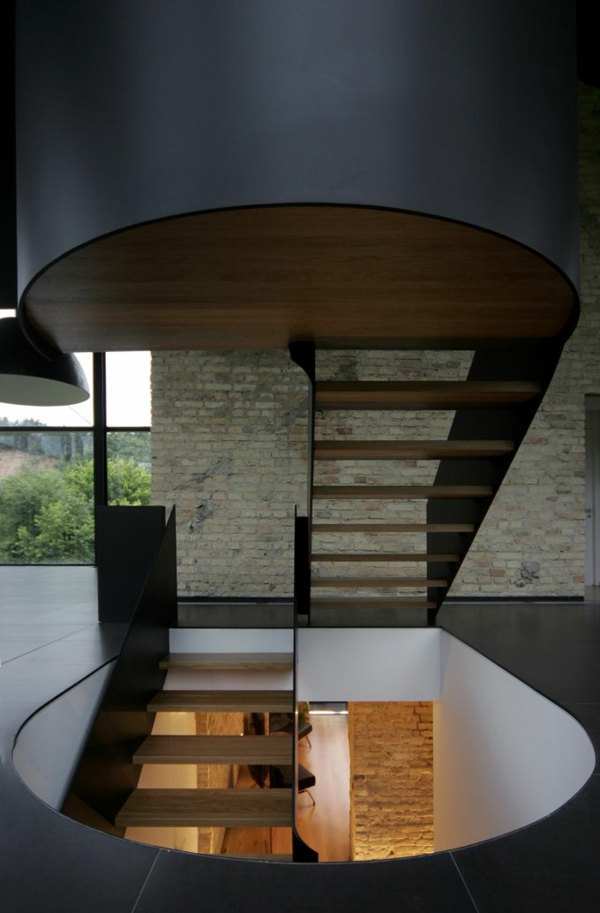 ziegelgestaltung interior designideen schwarze treppe