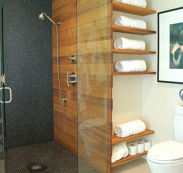Badezimmer-Regale-wandgestaltung-holz-glas-trennwand-duschkabine