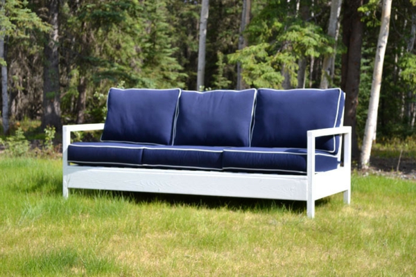 garten möbel  bauen sofa rückenlehne blau auflagen