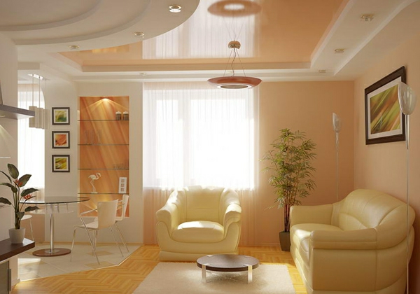 Deckengestaltung im Wohnzimmer Hängedecken beleuchtung eingebaut ambiente