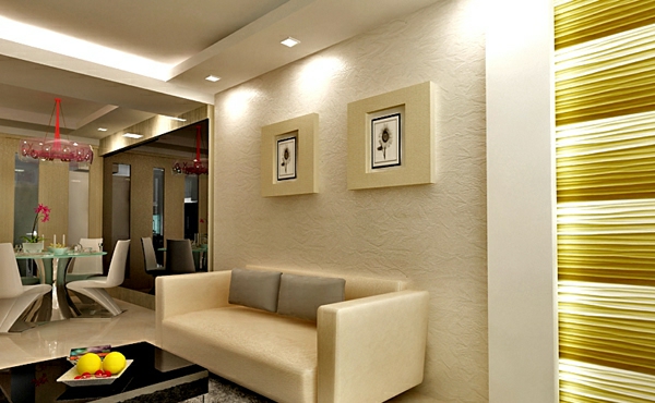 Deckengestaltung im Wohnzimmer Hängedecken beleuchtung eingebaut elegant