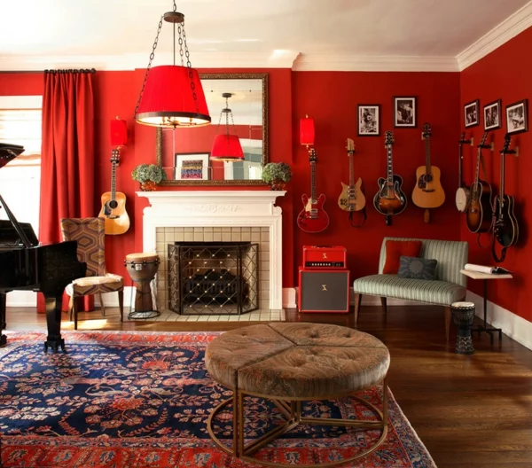 Farbgestaltung und Wandfarben Ideen gitarren rot