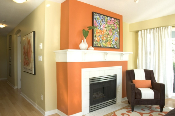 Farbgestaltung und Wandfarben Ideen wohnzimmer orange
