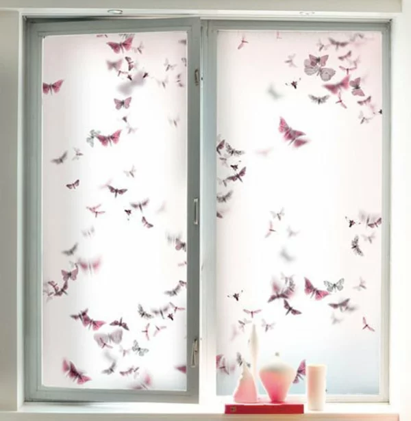 Fensterdeko Sichtschutzfolie glastüren selbstklebend elegant natur