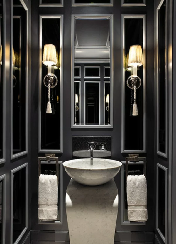 Luxus Badezimmer Deko dunkel damentoilette wandgestaltung 