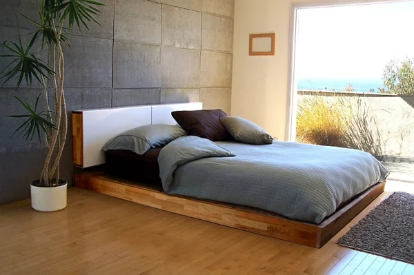 Schlafzimmer minimalistisch einrichten exotisch fußmatte weich