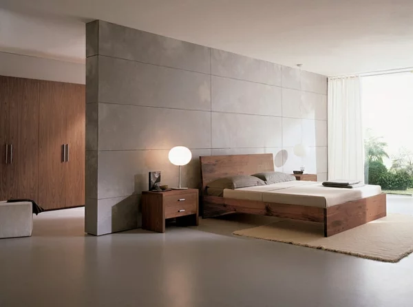 Schlafzimmer minimalistisch einrichten holz massiv robust
