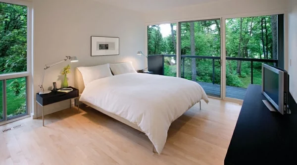 Schlafzimmer minimalistisch einrichten klein warm