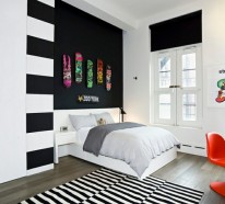 Kühne Schlafzimmer Farben Ideen mit schwarz-weißen Akzenten