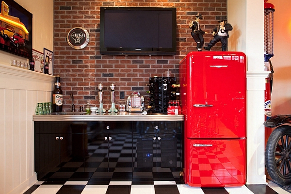 einrichtungsideen schön modern retro rot kühlschrank