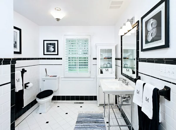 badezimmer ideen farbgestaltung schwarz weiß