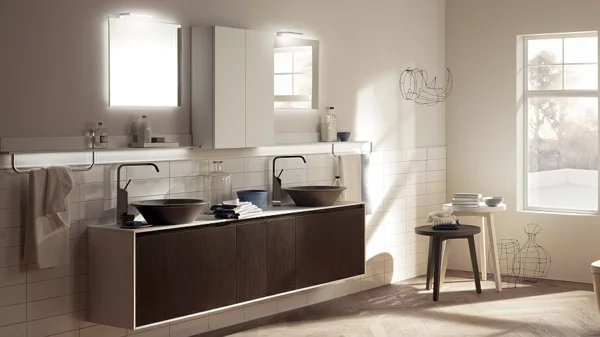 badezimmermöbel badeinrichtung modern minimalistisch holz waschbecken