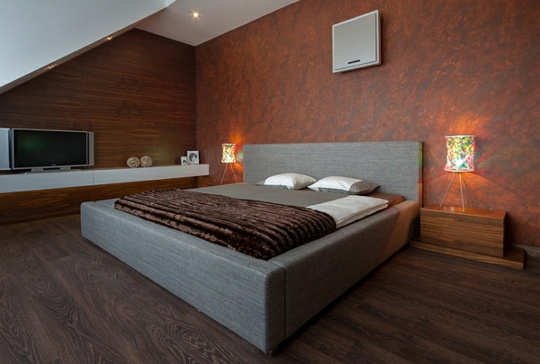 braun texturen bodenbelag schlafzimmer einrichten gepolstert bettgestell