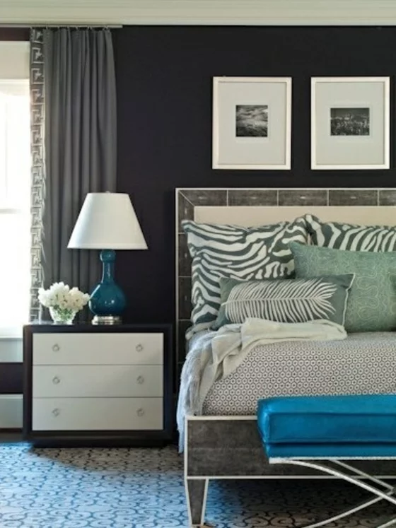 coole wohnideen schlafzimmer zebra muster dekokissen bettwäsche