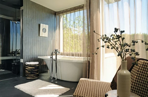 elegant gardinen luftig badewanne wohnzimmer