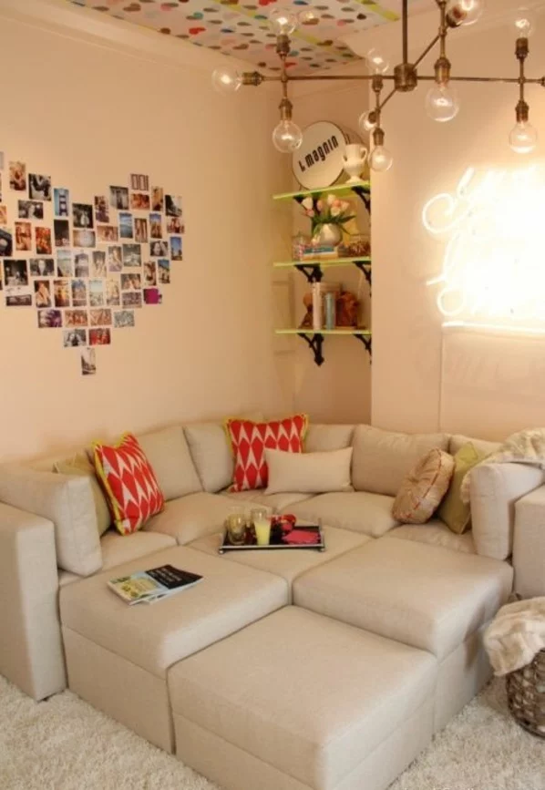 herzen von fotos im teenager schlafzimmer sofa dekoideen