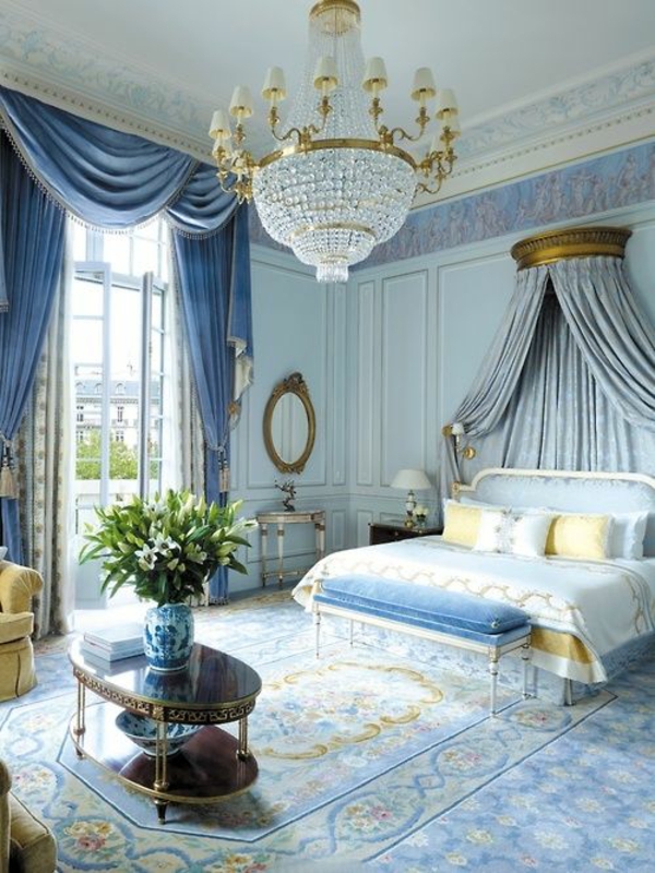 luxus schlafzimmer design ideen bett kronleuchter dekoration