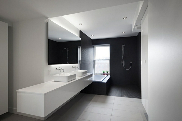 minimalistische bad einrichtungsideen in schwarz weiß