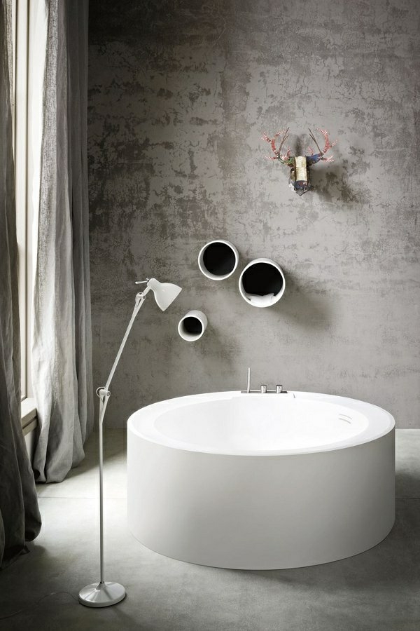 moderne badewanne badezimmer ideen rund weiß schlicht