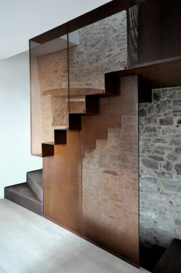 moderne treppe unterschiedliche materialien