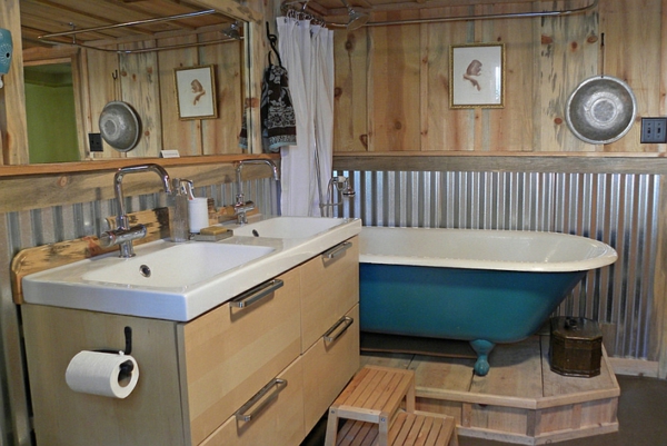 originelle badezimmer einrichten badmöbel freistehende badewanne 