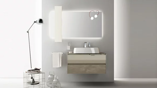 poliert lackiert badezimmer spiegel stehlampe laternen