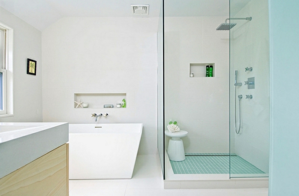 schick  badewanne glas duschkabine moderne Beistelltische
