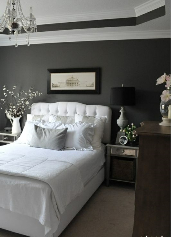 schlafzimmer design ideen graphit farbgestaltung weißes bett möbel
