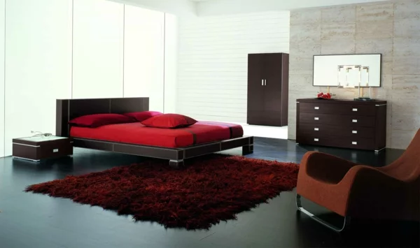 schwarz rot leidenschaft kombiniert schlafzimmer einrichten