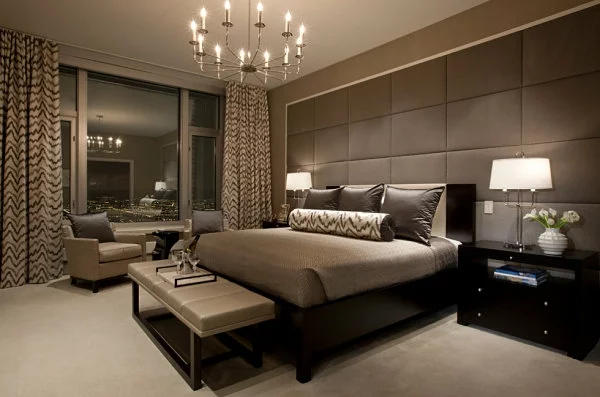 schwarze Schlafzimmermöbel modern kopfteil polsterung