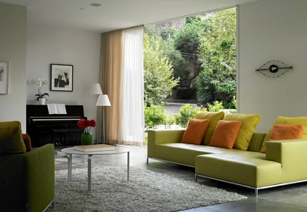 trendy wohnzimmer einrichten Coole Gardinen Ideen gardinen natur garten