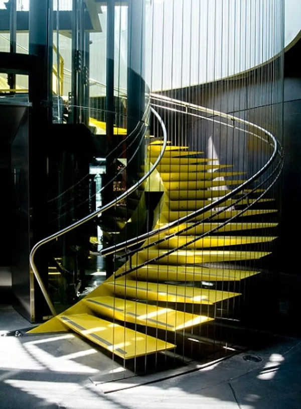 treppenhaus modern gelb schwarz